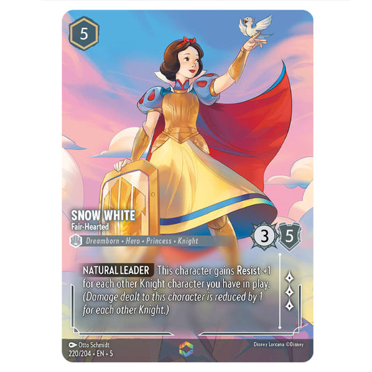 Snow White - Fair-Hearted 220/204 card from the Lorcana set Shimmering Skies