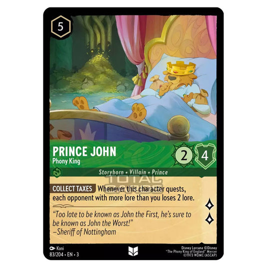 Lorcana - Into the Inklands - Prince John - Phony King (Uncommon) - 08 Lorcana - Into the Inklands - Prince John - Phony King (Uncommon) - 08