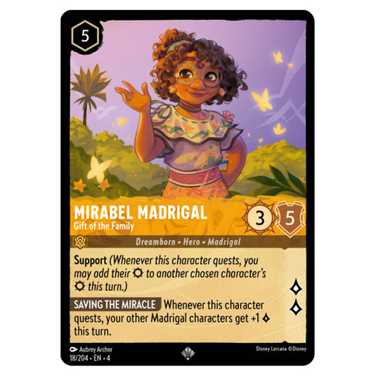 Lorcana - Ursula's Return - Mirabel Madrigal - Gift of the Family (Super Rare) - 18/204 Lorcana - Ursula's Return - Mirabel Madrigal - Gift of the Family (Super Rare) - 18/204