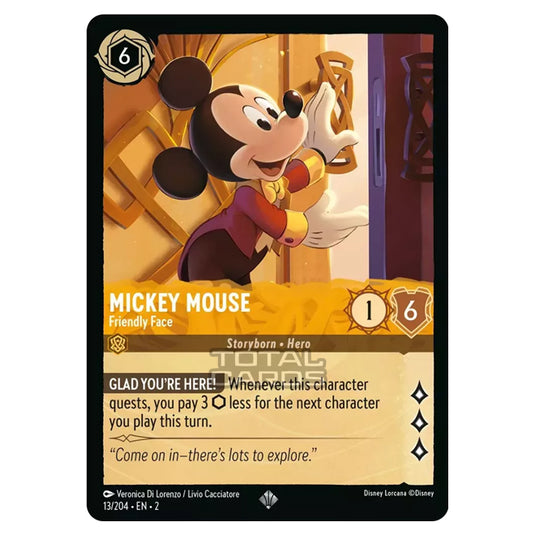 Lorcana - Rise of the Floodborn - Mickey Mouse - Friendly Face (Super Rare) - 013/204