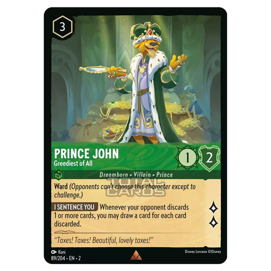 Lorcana - Rise of the Floodborn - Prince John - Greediest of All (Rare) - 089/204