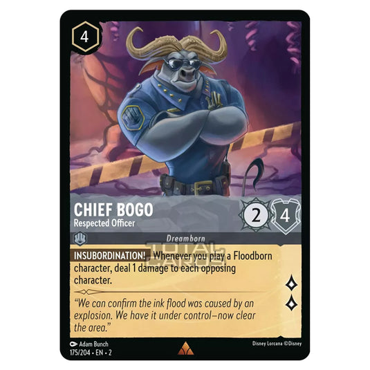 Lorcana - Rise of the Floodborn - Chief Bogo - Respected Officer (Rare) - 175/204