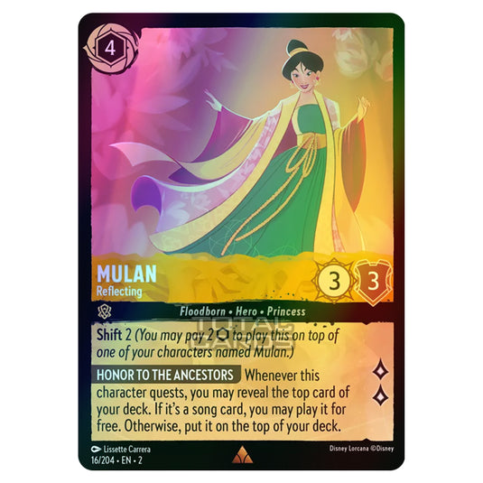 Lorcana - Rise of the Floodborn - Mulan - Reflecting (Rare) - 016/204 Lorcana - Rise of the Floodborn - Mulan - Reflecting (Rare) - 016/204