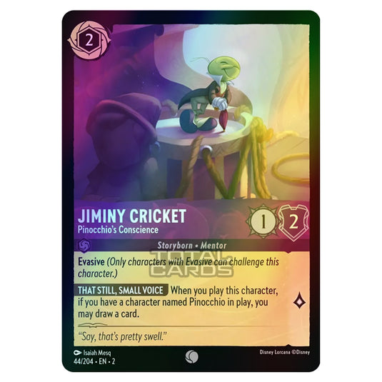 Lorcana - Rise of the Floodborn - Jiminy Cricket - Pinocchio's Conscience (Common) - 044/204 (Foil)