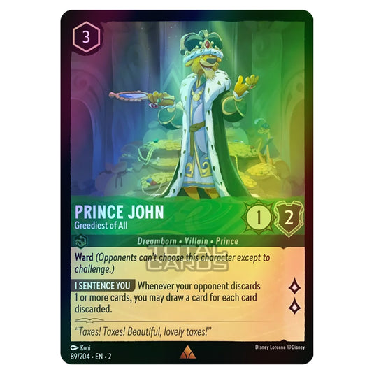 Lorcana - Rise of the Floodborn - Prince John - Greediest of All (Rare Lorcana - Rise of the Floodborn - Prince John - Greediest of All (Rare
