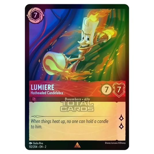 Lorcana - Rise of the Floodborn - Lumiere - Hotheaded Candelabra (Rare) - 112/204 (Foil)