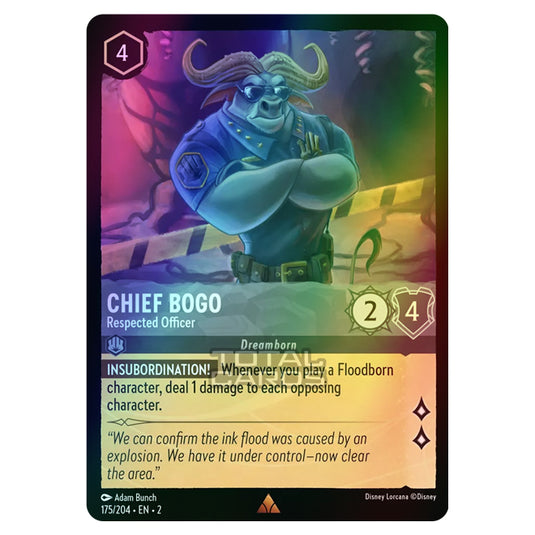 Lorcana - Rise of the Floodborn - Chief Bogo - Respected Officer (Rare Lorcana - Rise of the Floodborn - Chief Bogo - Respected Officer (Rare