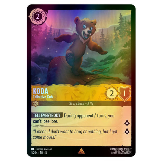 Koda - Talkative Cub 1/204 foil card from the Lorcana set Shimmering Skies