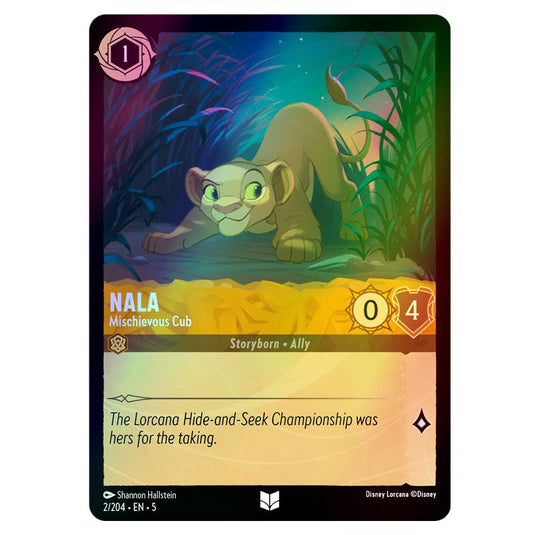 Nala - Mischievous Cub 2/204 foil card from the Lorcana set Shimmering Skies