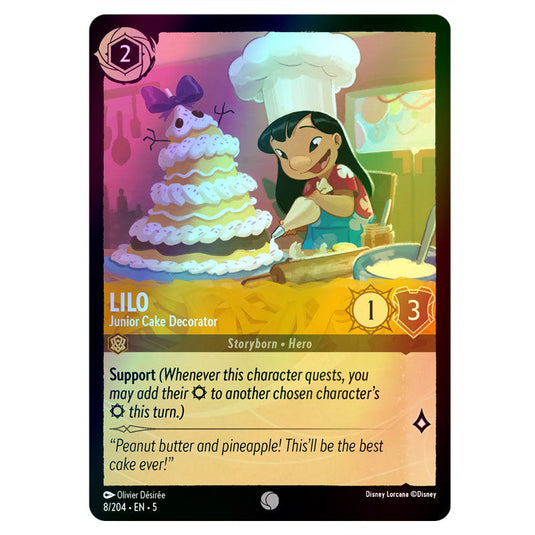 Lilo - Junior Cake Decorator 8/204 foil card from the Lorcana set Shimmering Skies