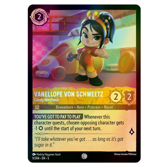 Vanellope von Schweetz - Candy Mechanic 9/204 foil card from the Lorcana set Shimmering Skies