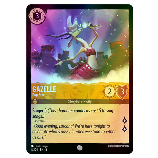 Gazelle - Pop Star 11/204 foil card from the Lorcana set Shimmering Skies