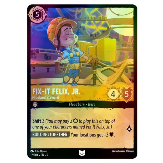 Fix-It Felix, Jr. - Niceland Steward 12/204 foil card from the Lorcana set Shimmering Skies