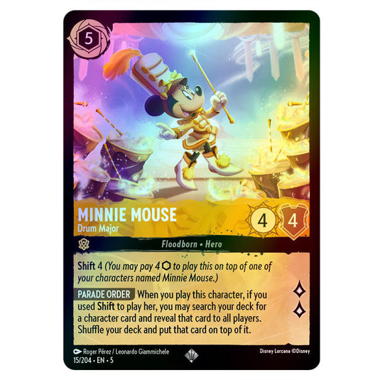 Minnie Mouse - Drum Major 15/204 foil card from the Lorcana set Shimmering Skies