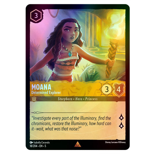 Moana - Determined Explorer 18/204 foil card from the Lorcana set Shimmering Skies