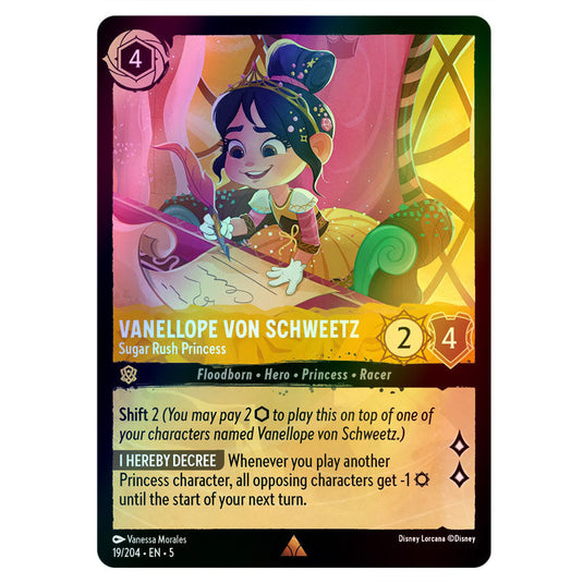 Vanellope von Schweetz - Sugar Rush Princess 19/204 foil card from the Lorcana set Shimmering Skies