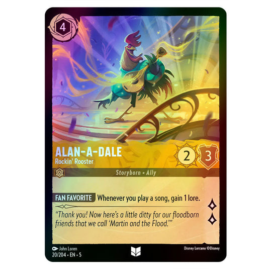 Alan-a-Dale - Rockin' Rooster 20/204 foil card from the Lorcana set Shimmering Skies