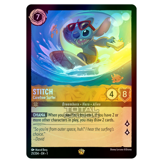 Lorcana - The First Chapter - Stitch - Carefree Surfer (Legendary) - 21/204 (Foil)