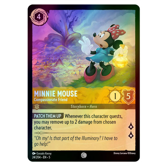 Minnie Mouse - Compassionate Friend 24/204 foil card from the Lorcana set Shimmering Skies