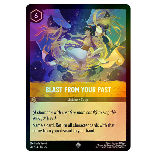 Blast From Your Past 28/204 foil card from the Lorcana set Shimmering Skies