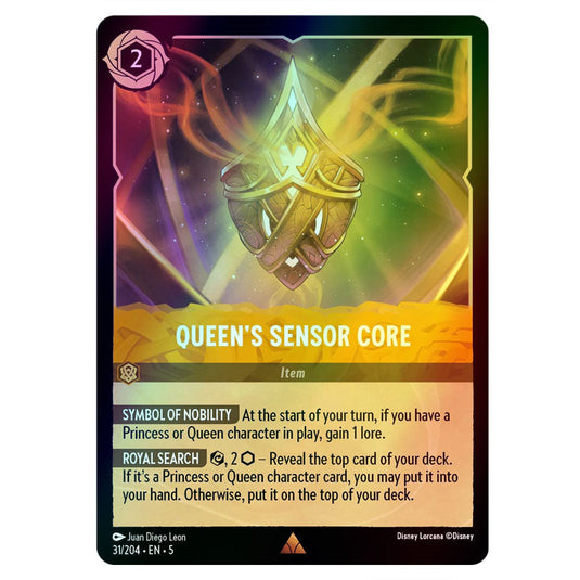 Queen's Sensor Core 31/204 foil card from the Lorcana set Shimmering Skies