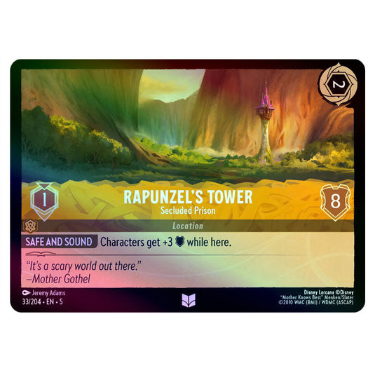 Rapunzel's Tower - Secluded Prison 33/204 foil card from the Lorcana set Shimmering Skies