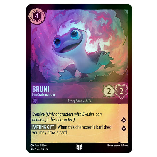 Bruni - Fire Salamander 40/204 foil card from the Lorcana set Shimmering Skies