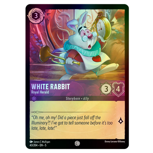 White Rabbit - Royal Herald 43/204 foil card from the Lorcana set Shimmering Skies