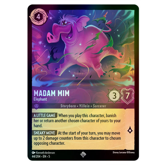 Madam Mim - Elephant 44/204 foil card from the Lorcana set Shimmering Skies