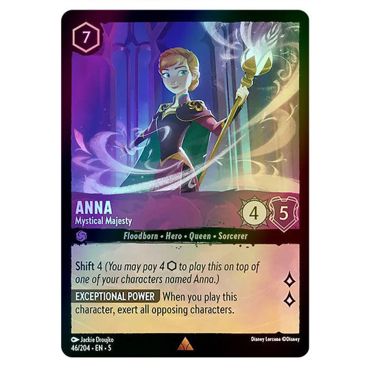 Anna - Mystical Majesty 46/204 foil card from the Lorcana set Shimmering Skies