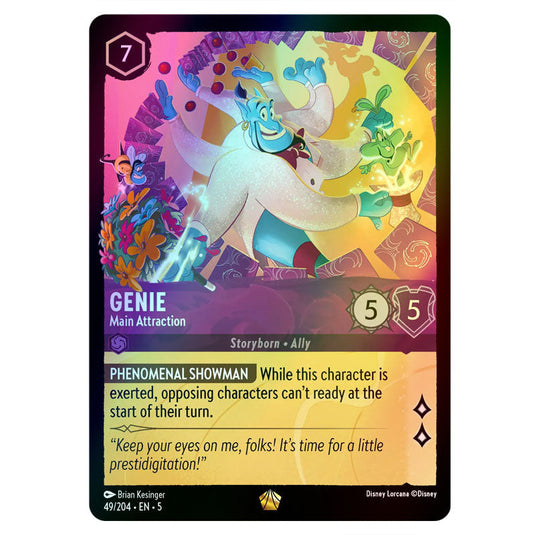 Genie - Main Attraction 49/204 foil card from the Lorcana set Shimmering Skies