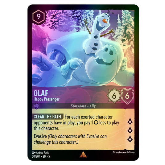 Olaf - Happy Passenger 50/204 foil card from the Lorcana set Shimmering Skies