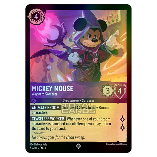 Lorcana - The First Chapter - Mickey Mouse - Wayward Sorcerer (Super Rare) - 51/204 (Foil)