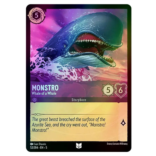 Monstro - Whale of a Whale 52/204 foil card from the Lorcana set Shimmering Skies