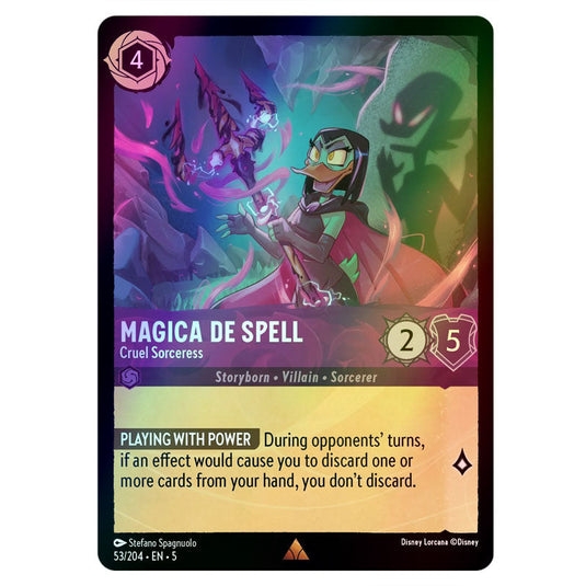 Magica De Spell - Cruel Sorceress 53/204 foil card from the Lorcana set Shimmering Skies