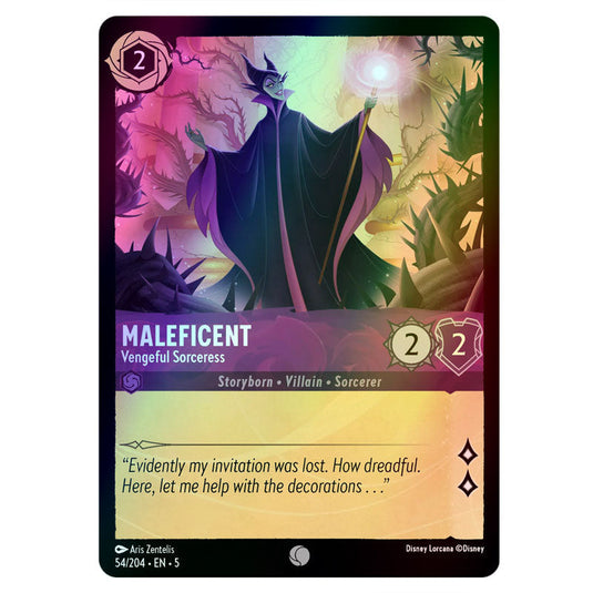 Maleficent - Vengeful Sorceress 54/204 foil card from the Lorcana set Shimmering Skies