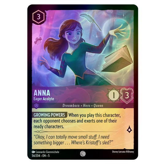 Anna - Eager Acolyte 56/204 foil card from the Lorcana set Shimmering Skies