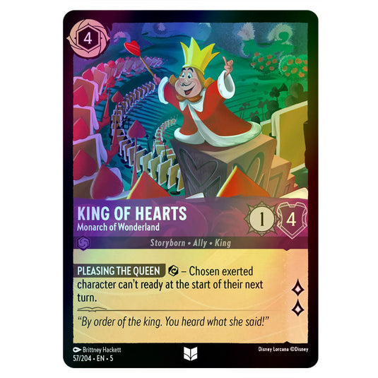 King of Hearts - Monarch of Wonderland 57/204 foil card from the Lorcana set Shimmering Skies