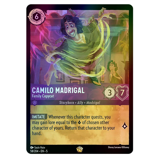 Camilo Madrigal - Family Copycat 58/204 foil card from the Lorcana set Shimmering Skies