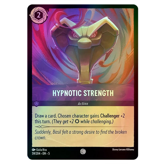 Hypnotic Strength 59/204 foil card from the Lorcana set Shimmering Skies