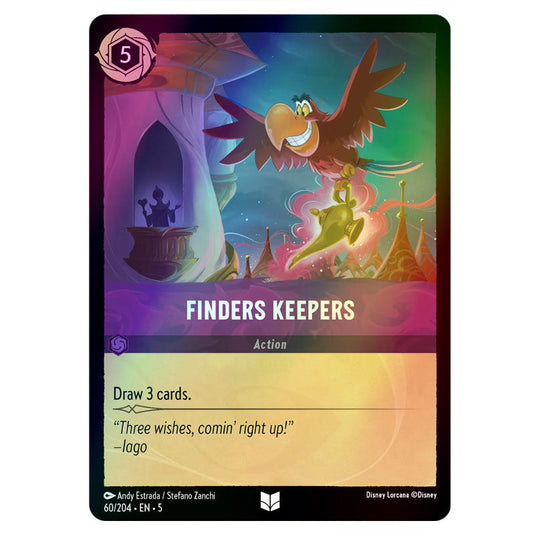 Finders Keepers 60/204 foil card from the Lorcana set Shimmering Skies