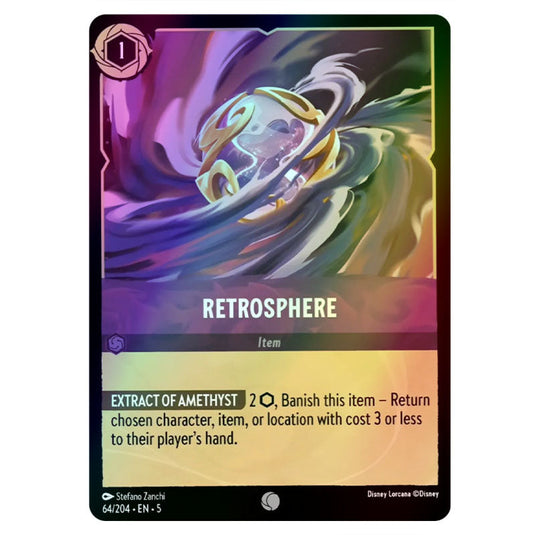 Retrosphere 64/204 foil card from the Lorcana set Shimmering Skies