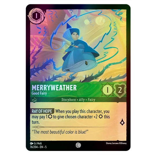 Merryweather - Good Fairy 76/204 foil card from the Lorcana set Shimmering Skies