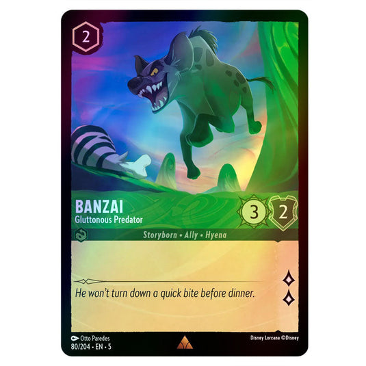 Banzai - Gluttonous Predator 80/204 foil card from the Lorcana set Shimmering Skies