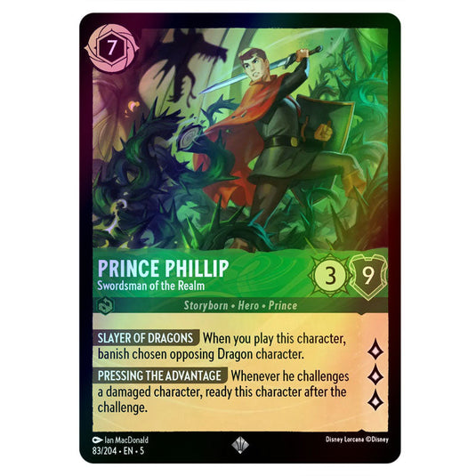 Prince Phillip - Swordsman of the Realm 83/204 foil card from the Lorcana set Shimmering Skies