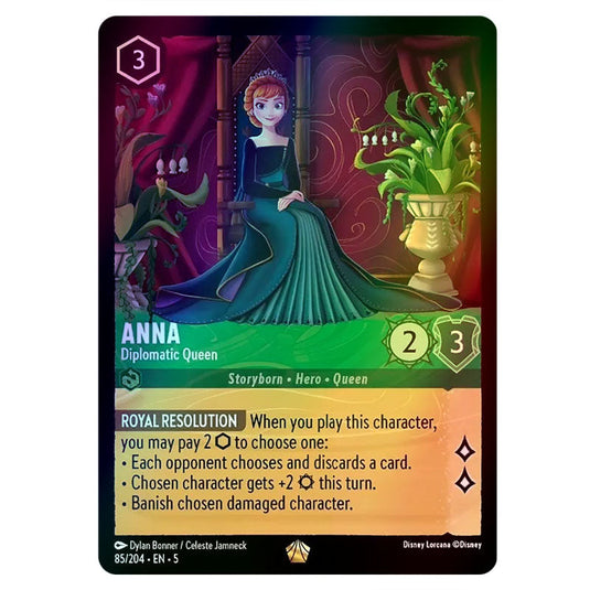 Anna - Diplomatic Queen 85/204 foil card from the Lorcana set Shimmering Skies