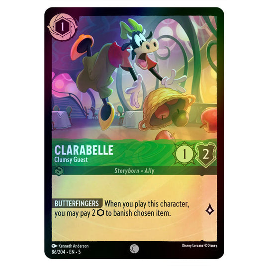 Lorcana - Shimmering Skies - Clarabelle - Clumsy Guest (Common) - 86/2 Lorcana - Shimmering Skies - Clarabelle - Clumsy Guest (Common) - 86/2