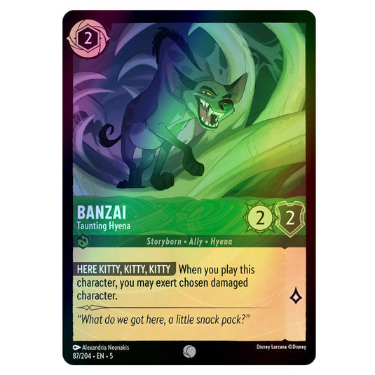 Banzai - Taunting Hyena 87/204 foil card from the Lorcana set Shimmering Skies