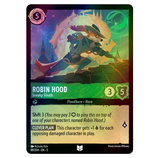 Robin Hood - Sneaky Sleuth 88/204 foil card from the Lorcana set Shimmering Skies