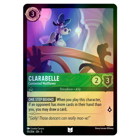 Clarabelle - Contented Wallflower 90/204 foil card from the Lorcana set Shimmering Skies